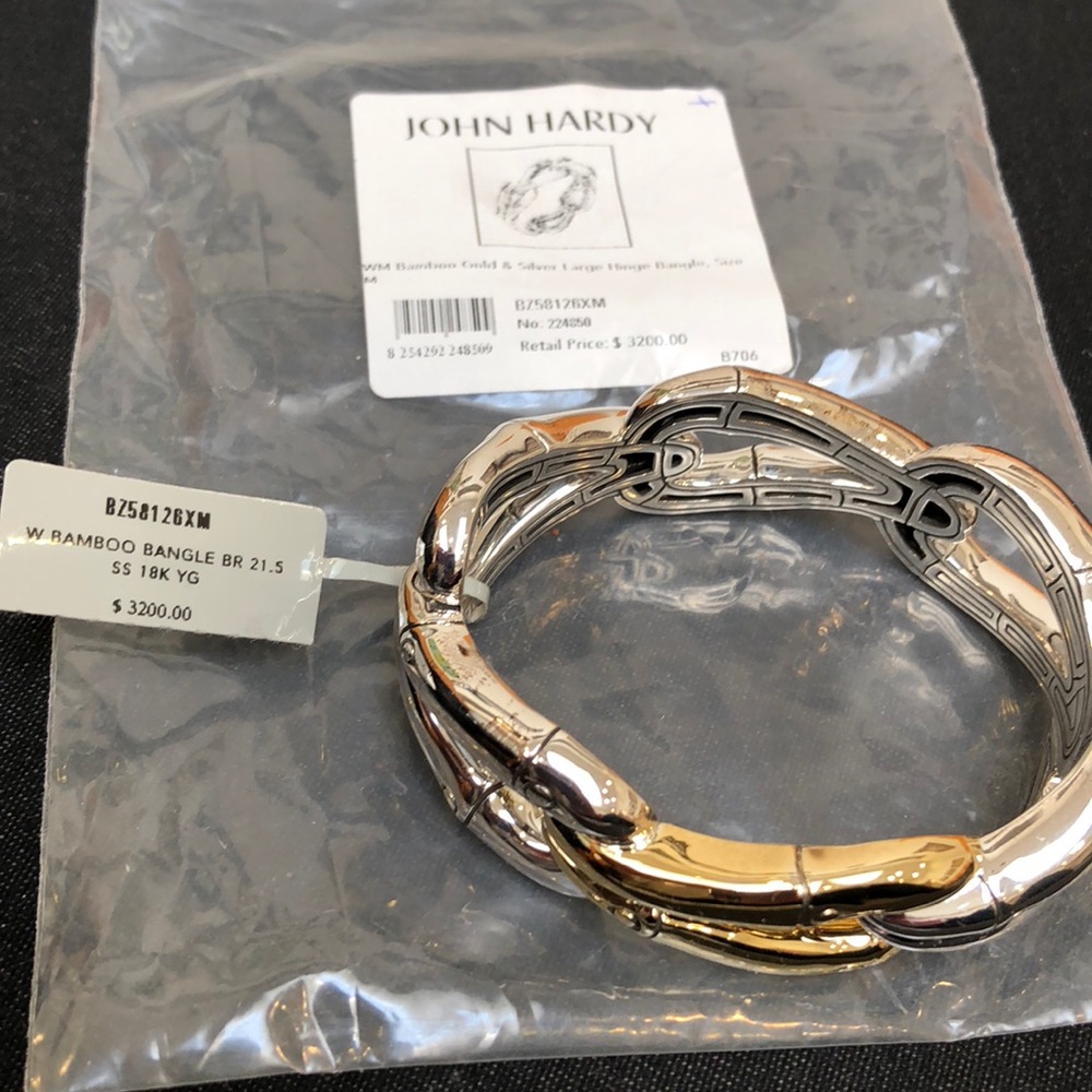 John Hardy  bamboo gold &silver hinge bangle M